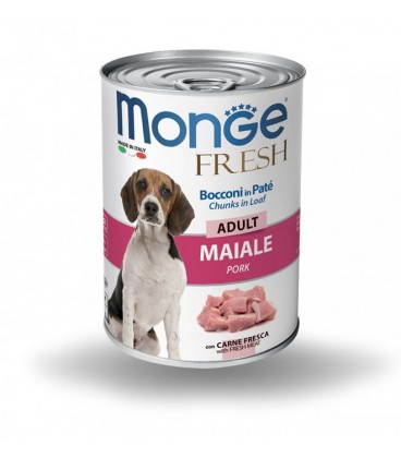 Monge cane fresh adult bocconi in pate' al maiale da 400 gr in lattina