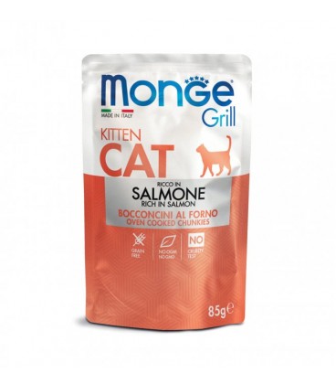 Monge gatto grill kitten al salmone da 85 gr in busta