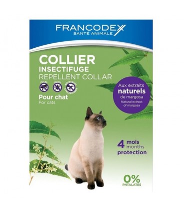 Francodex collare barriera naturale gatti sopra i 2 kg con olio di neem,citronella,e limone