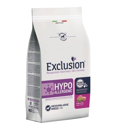 Exclusion Diet Hypoallergenic Medium/Large Breed Maiale e Piselli 12 kg