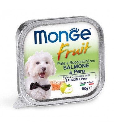 Monge fruit pate' e bocconcini per cani con salmone e pera 100 gr