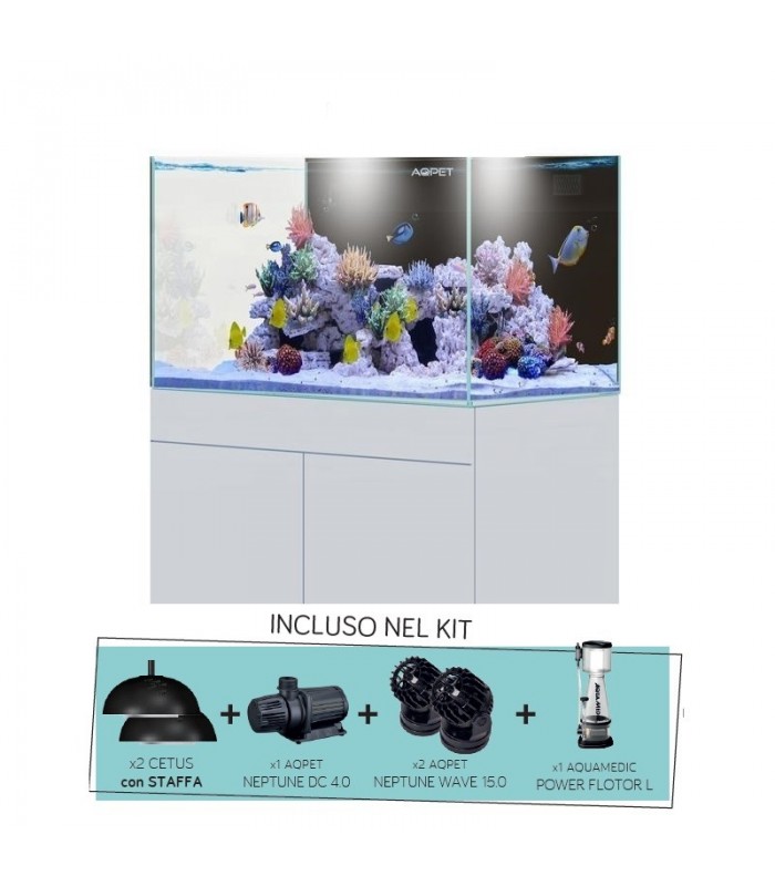 AQPet Kit Acquario Kubic 120 nero con supporto in vetro extrachiaro