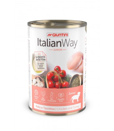 ITALIAN WAY DOG PUPPY/ JUNIOR MEDIUM/MAX CARNI BIANCHE LATTINA 400g