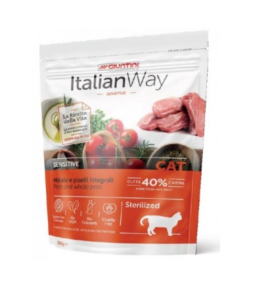 Italian way cat adult sterilized con maiale e piselli integrali gr.300