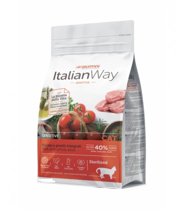 Italian way cat adult sterilized con maiale e piselli integrali 1.5 kg