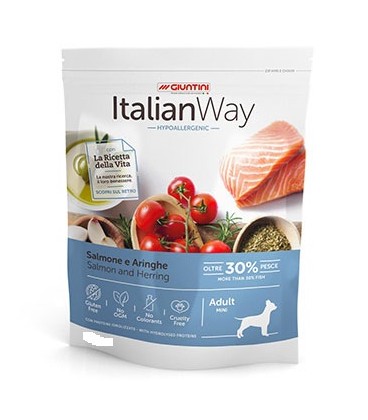 ITALIAN WAY DOG ADULT MINI HYPOALLERGENIC SALMONE E ARINGHE 8 Kg