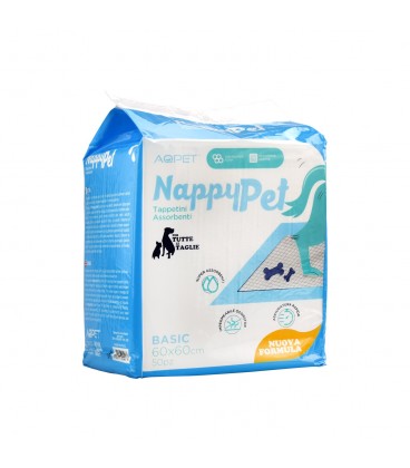 AQPET Nappy Pet Tappetino Assorbente con Strisce Adesive 60X90CM 50 PZ