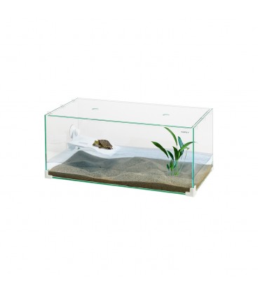 AQPET Tortuga 80 Tartarughiera In Vetro Con Coperchio E Isola Per Tartarughe 80x35x28 CM