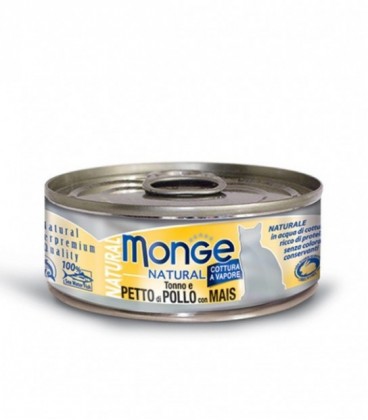 Monge Natural cat in scatola con tonno,petto di pollo e mais gr.80