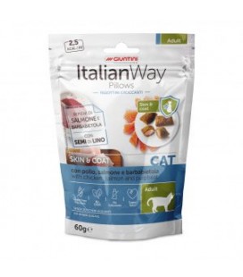 Italianway Pillows con pollo, salmone e barbabietola- Skin&Coat gatti Adult 60 gr