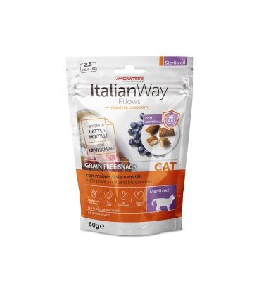 Italianway Pillows con maiale, latte e mirtilli Grain free snack Sterilized 60 gr